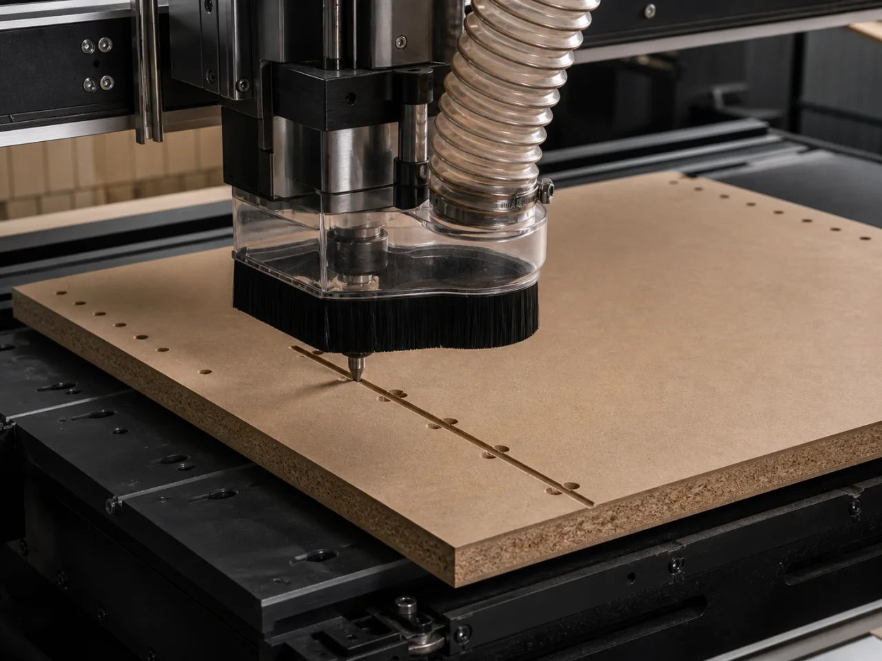 Mobilya panelinde CNC ile delik ve kanal işleme uygulaması